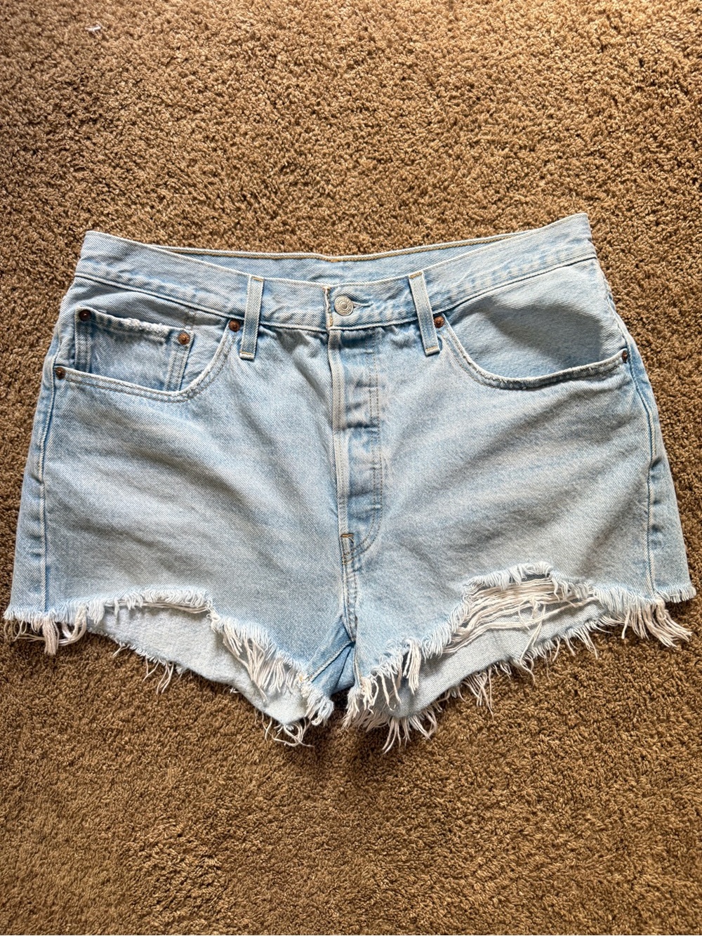 Levi's 501 distressed denim shorts